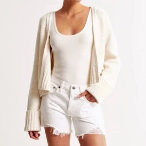 Abercrombie & Fitch Cream Loop Stitch Non-Closure Knit Cotton Blend Cardigan Med